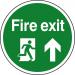 Fire Exit Running Man Floor Graphic adheres to most smooth; clean flat surfaces and provides a durable long lasting safety message. 400mm diameter. 13043
