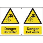 Self adhesive semi-rigid PVC Danger Hot Water Sign (150 x 200mm). Easy to fix; peel off the backing and apply to a clean and dry surface.