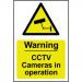 This image shows a set of Spectrum Industrial CCTV Signs, featuring bold lettering and a striking yellow and black color scheme. The signs are made of 1.2mm recyclable PP material and are sized at 200 x 300mm. They clearly warn of CCTV cameras in operation and are perfect for industrial settings.