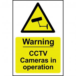 Self adhesive semi-rigid PVC Warning CCTV cameras In Operation Sign