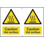 &lsquo;Caution Hot Surface&rsquo; Sign; Self-Adhesive Semi-Rigid PVC; 2 per sheet (150mm x 200mm)