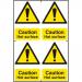 This picture features a Spectrum Industrial Caution Sign for a hot surface, made of recyclable 1.2mm polypropylene material. The sign measures 200 x 300mm and is labeled as 1316. The bright yellow background and bold black font make it highly visible and easily identifiable for cautionary purposes.