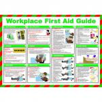 Workplace First Aid Guide Safety Poster (590 x 420mm) made from laminated paper. 
