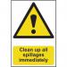 ‘Clean Up All Spillages Immediately’ Sign; Self-Adhesive Semi-Rigid PVC (200mm x 300mm) 1330