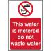 This Water Is Metered Do Not’ Sign; Non Adhesive Rigid 1mm PVC Board (200mm x 300mm) 13335