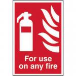 &lsquo;For Use On Any Fire&rsquo; Sign; Self-Adhesive Semi-Rigid PVC (200mm x 300mm)
