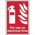 For Use On Electrical Fires&rsquo; Sign; Self-Adhesive Semi-Rigid PVC (200mm x 300mm)