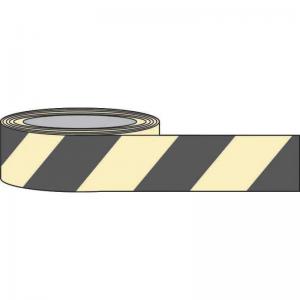 Black Chevron Photoluminescent Tape, 1.3mm Rigid Self Adhesive