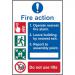 Self-Adhesive Vinyl Fire Action Procedure sign (200 x 300mm). Easy to use and fix. 13842