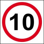10MPH Speed Limit Sign (400 x 400mm). Manufactured from strong rigid PVC and is non-adhesive; 0.8mm thick.