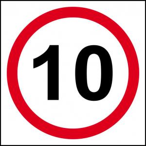 Image of 10MPH Speed Limit Sign 400 x 400mm. Manufactured from strong rigid PVC