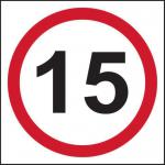 15mph Speed Limit&rsquo; Sign; Non Adhesive Rigid 1mm PVC Board (400mm x 400mm)