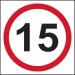 15mph Speed Limit’ Sign; Non Adhesive Rigid 1mm PVC Board (400mm x 400mm) 13921
