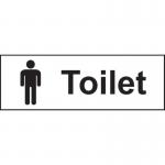 This picture showcases a Spectrum Industrial Washroom Sign designed for gentlemen. Made from 1.2mm recyclable PP, the sign measures 300 x 100mm. The sign features a simplistic yet sleek design, with crisp white letters on a black background. The font is bold and easily legible, making it suitable for any industrial washroom setting.