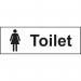 On a white background, a small, rectangular sign with rounded edges is pictured. The text Toilet (Ladies) is prominently displayed in bold font, with the word Ladies in a pink color. The sign is made of recyclable 1.2mm polypropylene (PP) material and measures 300 x 100mm. The vibrant colors and minimalist design make this sign suitable for any industrial washroom.