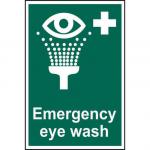 Emergency Eyewash sign (200 x 300mm). Manufactured from strong rigid PVC and is non-adhesive; 0.8mm thick.