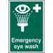 Emergency Eyewash sign (200 x 300mm). Manufactured from strong rigid PVC and is non-adhesive; 0.8mm thick. 13984