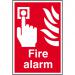 This photo shows a Spectrum Industrial Fire Safety Sign for a fire alarm. Made of 1.2mm recyclable PP, it measures 200 x 300mm and has the number 1400 printed on it. The sign has bold lettering in a bright color on a white background.