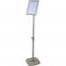 A sleek and modern floor standing display unit, featuring a silver A4 menu frame stand, perfect for showcasing important information or special offers. The Spectrum Industrial design adds a touch of sophistication to any space.