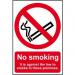 No Smoking (its against the law to smoke on these premises) sign (148 x 210mm). Manufactured from strong rigid PVC and is non-adhesive; 0.8mm thick. 14272
