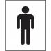This photo showcases a self-adhesive vinyl male symbol sign for industrial washrooms. The sleek design of the sign features a 125mm x 200mm size, making it easily visible and legible. The black and white colors add a modern touch to any restroom.