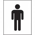 This photograph shows a set of Spectrum Industrial washroom signs with the male symbol. The signs are made out of 1.2mm recyclable PP and measure 125 x 200mm. They are professional-looking and clearly display the designated male washroom.
