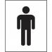 The picture features two Spectrum Industrial Washroom Signs with a male symbol on a 1.2mm thick rectangular sign made of recyclable PP material. They measure 200 x 250mm in size and are designed for washroom use. The signs are bold and professional looking, with clear and visible graphics.