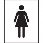 This image features a Spectrum Industrial Washroom Sign with the symbol for a female, made of self-adhesive vinyl material measuring 125mm x 200mm. The sign is designed for use in washrooms and has a simple yet clear design. The color spectrum adds a touch of vibrancy to the image.