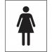 This image features a Spectrum Industrial Washroom Sign with the symbol for a female, made of self-adhesive vinyl material measuring 125mm x 200mm. The sign is designed for use in washrooms and has a simple yet clear design. The color spectrum adds a touch of vibrancy to the image.