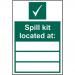 This image shows a Spectrum Industrial Safety Signs Spill kit located at 1.2mm Recyclable PP (200 x 300mm) 14330. The bright yellow kit is clearly labeled and features various spill cleaning tools and equipment. It is placed on a flat surface and ready to be used in case of any spills. The kit is compact and easy to store.