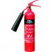 The photo is of the Sentura Group Fire Extinguishers CO2 Fire Extinguisher, weighing 2kg. It has a 34B rating and is labeled as a DGN model with the code 14357. The fire extinguisher is red with a black handle and nozzle, displayed on a white background. The label on the front includes important safety information and a diagram showing proper use.