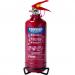 The picture features a red Sentura Group Fire Extinguisher with an 800g ABC powder capacity. The label indicates it can extinguish Class A fires with a rating of 5A, Class B fires with a rating of 34B, and Class C fires. The model number is DGN 14365.