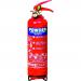 This image features a group of Sentura fire extinguishers, specifically a 1kg ABC powder fire extinguisher with a rating of 8A 34B. The extinguishers are red and have a cylindrical shape, with Sentura prominently displayed on the front. The powder inside is a white color, and there is a pressure gauge on the top. They are arranged next to each other on a flat surface. The background is a white room, with a window in the background letting in natural light.