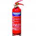 The photo shows a Sentura Group Fire Extinguisher, specifically a 2kg ABC Powder model (13A 89B), with a clear label and safety instructions. The red and white canister stands out against a neutral background, with a visible pressure gauge and easy-to-use nozzle.