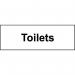 The picture shows a set of Spectrum Industrial Washroom Signs for toilets. They are made of 1.2mm thick recyclable PP material and are 300 x 100mm in size. The signs feature clear and bold text for easy visibility and a sleek design. Perfect for any industrial washroom setting.