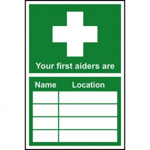Your first aider is... 1.2mm Recyclable PP 200 x 300mm 14515
