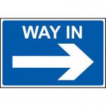 Way In Arrow Right&rsquo; Sign; Non Adhesive Rigid PVC (600mm x 450mm)