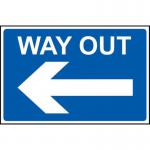 Way Out Arrow Left&rsquo; Sign; Non Adhesive Rigid PVC (600mm x 450mm)