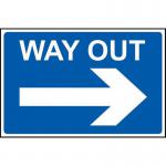 Way Out Arrow Right&rsquo; Sign; Non Adhesive Rigid PVC (600mm x 450mm)