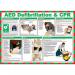 Safety Poster - AED Defibrillation & CPR (590 x 420mm) made from laminated paper.  14621