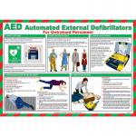 Safety Poster - AED Automated External Defibrillators (590 x 420mm) made from laminated paper. 