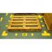 Floor Signalling Arrow Shape (yellow); designed for use in warehouse environments and are self adhesive for fast application. Size 90 x 90mm.  14692