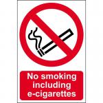 Self-Adhesive Vinyl No Smoking Including E-cigarettes sign (200 x 300mm). Easy to use and fix.