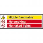 Highly Flammable No Smoking No Naked Lights&rsquo; Sign; Self-Adhesive Vinyl (300mm x 100mm)
