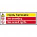 Highly Flammable No Smoking No Naked Lights’ Sign; Self-Adhesive Vinyl (300mm x 100mm) 14878