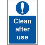 Clean After Use&rsquo; Sign; Self-Adhesive Vinyl (200mm x 300mm)