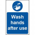 Wash Hands After Use&rsquo; Sign; Self-Adhesive Vinyl (200mm x 300mm)