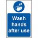 Wash Hands After Use’ Sign; Self-Adhesive Vinyl (200mm x 300mm) 14965