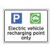 The photo shows a Spectrum Industrial Road and Traffic Signs Electric Vehicle Recharging Point Only Sign made of Aluminium Composite Panel and measuring 400mm x 300mm. It is mounted vertically with a channel design and is numbered 14982.