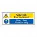 This picture shows a Spectrum Industrial Caution Sign with the words Door is alarmed Keep clear and Fire exit only printed on it. The sign is made of 1.2mm thick recyclable PP material and measures 400 x 150mm. The bright yellow color and bold font make it easy to spot and the clear message promotes safety and proper use of the door.